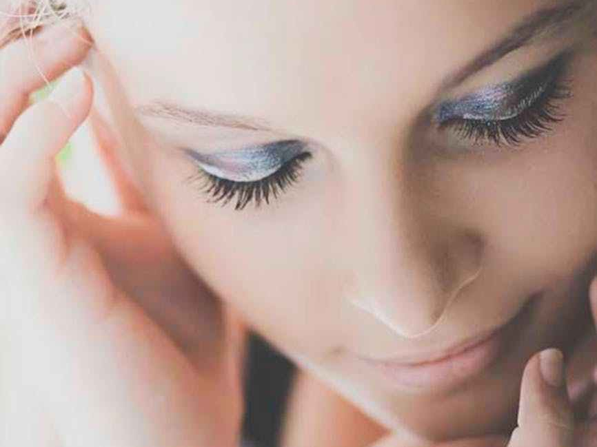 macro photography of woman s face